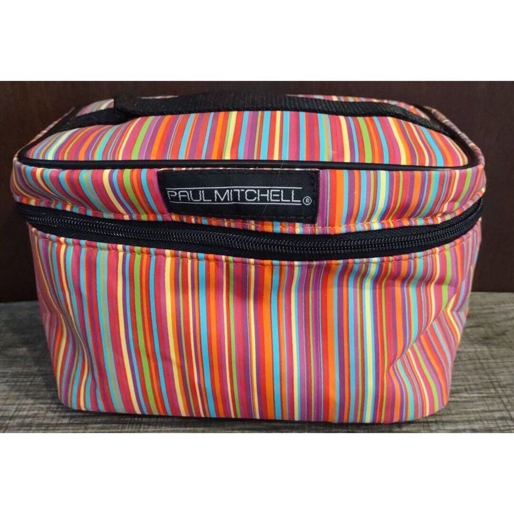 Paul Mitchell Multicolor Striped Cosmetic Bag